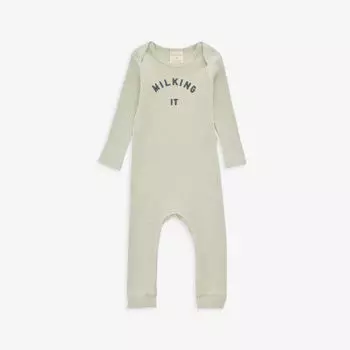 Ткань из органического хлопка с надписью Milking It для детей от 0 до 12 месяцев Claude & Co, цвет pistachio