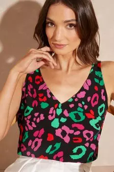 Тканая блузка без рукавов с V-образным вырезом спереди и сзади Love & Roses, черный