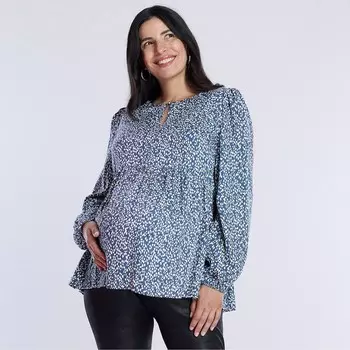 Тканая блузка с каплевидным вырезом для беременных и материнства Motherhood, цвет Indigo Animal