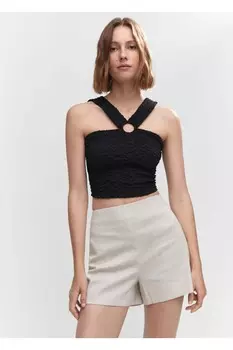 Тканая блузка с кольцом Mango, черный