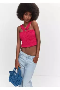 Тканая блузка с кольцом Mango, розовый