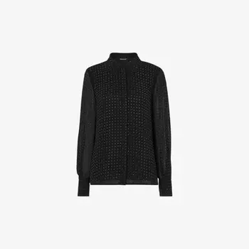 Тканая блузка с отделкой стразами горячей фиксации Whistles, черный