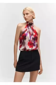 Тканая блузка с воротником-бретелькой Mango, белый