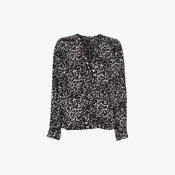 Тканая блузка Shadow с леопардовым принтом Whistles, черный