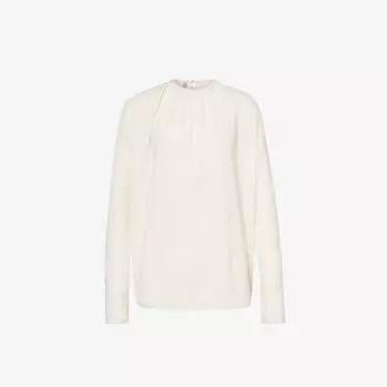 Тканая блузка свободного кроя с присборенными краями Toteme, слоновая кость