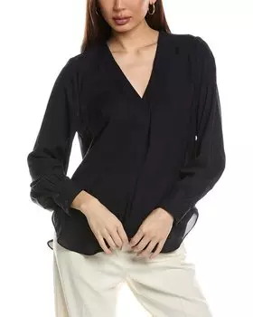 Тканая блузка T Tahari с V-образным вырезом, синий