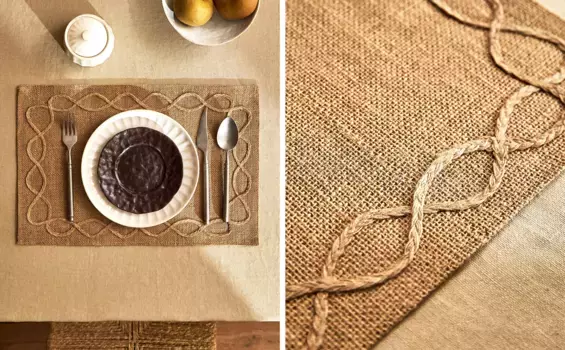 Тканая джутовая подставка для столовых приборов Zara Home, коричневый