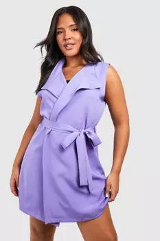 Тканая куртка без рукавов с поясом plus Boohoo, сиреневый