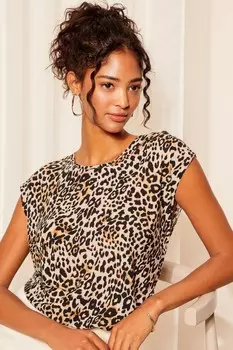 Тканая легкая футболка с принтом, короткими рукавами и круглым вырезом Friends Like These, коричневый