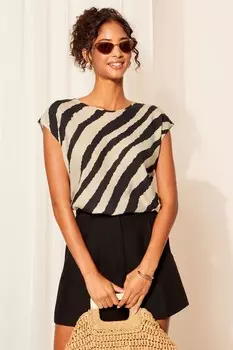 Тканая легкая футболка с принтом, короткими рукавами и круглым вырезом Friends Like These, черный