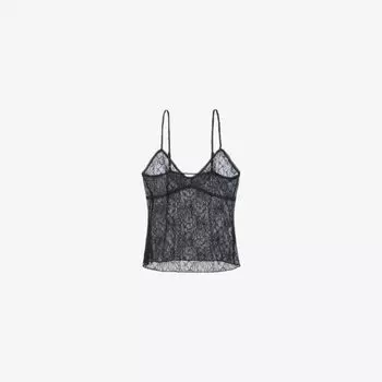 Тканая майка Lyzig с кружевной вышивкой Zadig&Voltaire, цвет noir