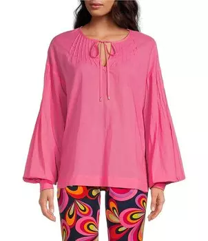 Тканая накидка Trina Turk Кораллового цвета с разрезом и v-образным вырезом, застежкой спереди, розовый