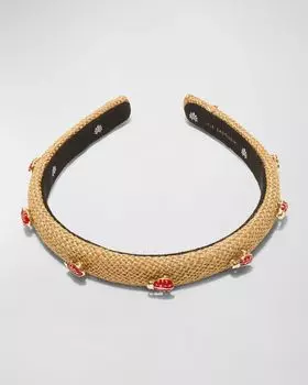 Тканая повязка на голову Gigi с изображением божьей коровки Lele Sadoughi, цвет Natural 250