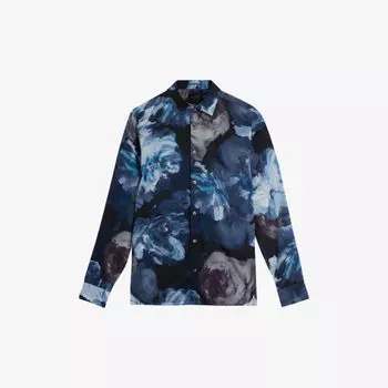 Тканая рубашка Bitonto с длинными рукавами и цветочным принтом Ted Baker, бирюзовый