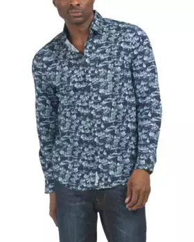 Тканая рубашка из поплина с длинными рукавами Original Penguin, цвет Dark Sapphire