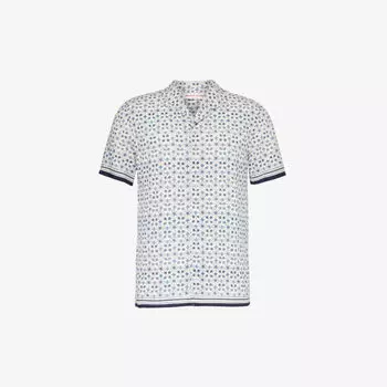 Тканая рубашка классического кроя hibbert с графическим принтом Orlebar Brown, цвет cashew