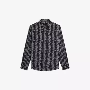 Тканая рубашка классического кроя с графическим принтом The Kooples, черный