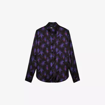 Тканая рубашка с длинными рукавами и цветочным принтом The Kooples, черный