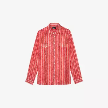 Тканая рубашка с длинными рукавами и графическим принтом The Kooples, белый
