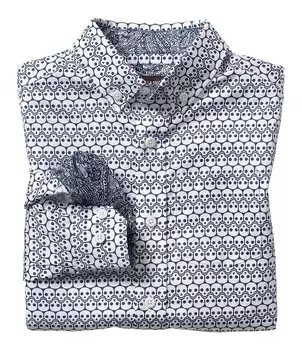 Тканая рубашка с длинными рукавами и принтом черепов Johnston & Murphy Little/Big Boys 4–16, белый