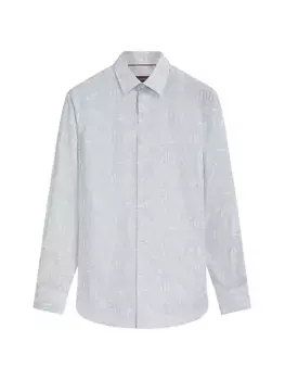 Тканая рубашка с длинными рукавами Julian Bugatchi, синий