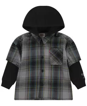 Тканая рубашка с капюшоном для маленьких мальчиков Levi's