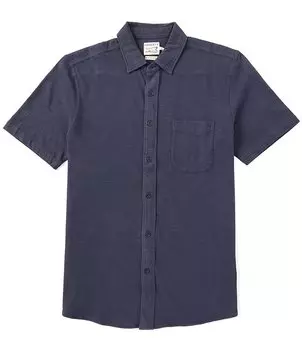 Тканая рубашка с короткими рукавами Faherty Knit Seasons, синий