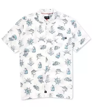 Тканая рубашка с обратным принтом Salt Life с короткими рукавами Tell No Tales, белый
