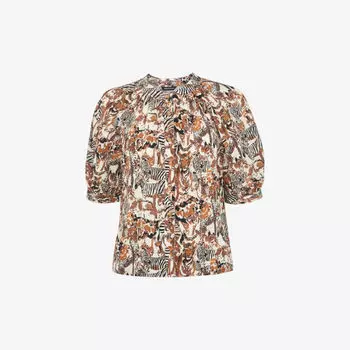 Тканая рубашка с принтом Safari Whistles, мультиколор