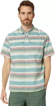 Тканая рубашка SunSmart Cool Weave в полоску с коротким рукавом L.L.Bean, цвет Deep Azure Stripe