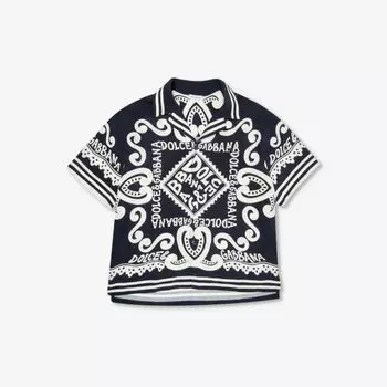 Тканая рубашка свободного кроя с принтом бандана 10-12 лет Dolce & Gabbana, синий