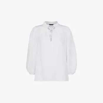 Тканая рубашка свободного кроя с завязками на воротнике Whistles, белый