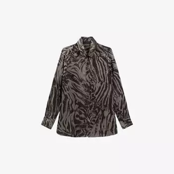 Тканая рубашка свободного кроя с животным принтом Ikks, серый