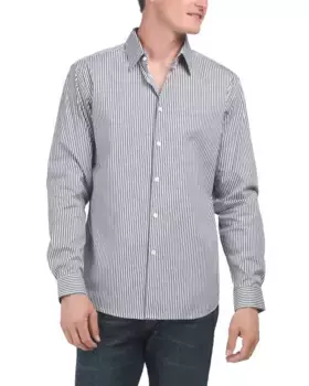 Тканая рубашка в полоску с длинными рукавами Irving Jay Theory, белый