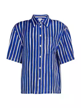 Тканая рубашка W с короткими рукавами Bottega Veneta, черный