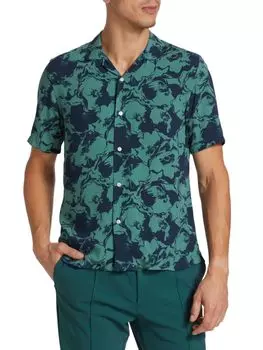 Тканая рубашка в тон с цветочным принтом Saks Fifth Avenue, цвет Navy Blazer Combo