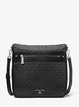 Тканая сумка через плечо Jet Set с большим логотипом Michael Kors, черный