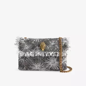Тканая сумка через плечо Kensington с бахромой Kurt Geiger London, черный