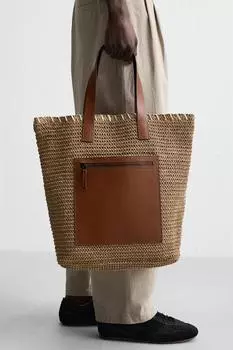 Тканая сумка для покупок ZARA, цвет Ecru White