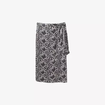 Тканая юбка миди с высокой посадкой и принтом Ikks, белый