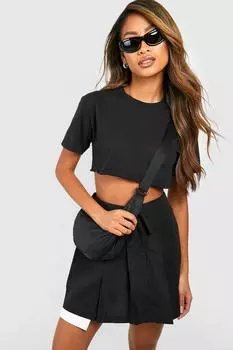 Тканая юбка теннис с отклонками Boohoo, черный