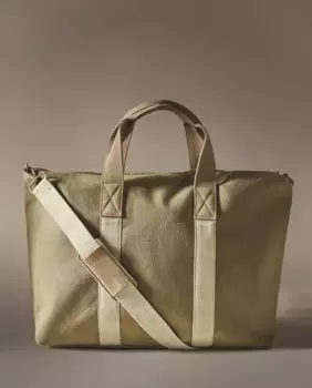 Тканевая дорожная сумка с кожаными деталями Zara Home, хаки