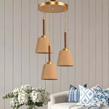 Тканевая люстра Safir Light, состоящая из 3 частей, со шляпой и подносом - золото