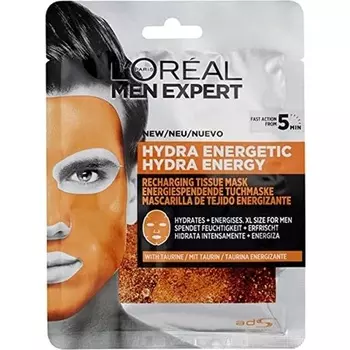 Тканевая маска для лица Men Expert Hydra Energetic для мужчин, 1 лист, 30 г, L'Oreal
