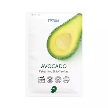 Тканевая маска для лица vegan sheet mask - avocado Stay Well, вес 20 гр.