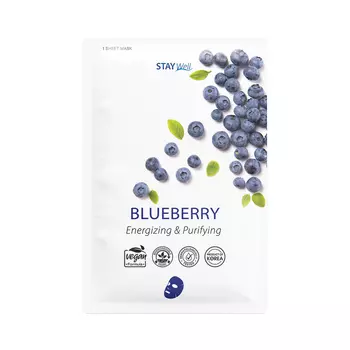 Тканевая маска для лица vegan sheet mask - blueberry Stay Well, вес 20 гр.
