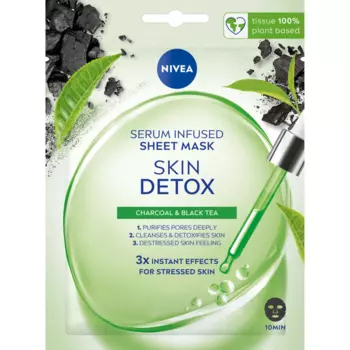 Тканевая маска с детокс-сывороткой для лица, 1 шт. Nivea Skin detox