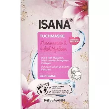 Тканевая маска с ниацинамидом и 4-кратной гиалуроновой кислотой ISANA, 1 шт.