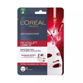 Тканевая маска тройного действия против морщин, 28 г L'Oreal Paris, Revitalift Laser X3, L’oreal
