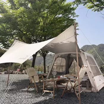 Тканевая палатка Jingdian Guangnian Oxford белого цвета на 4-6 человек//